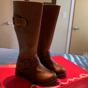 Toddler Girls tall brown boots, size 9